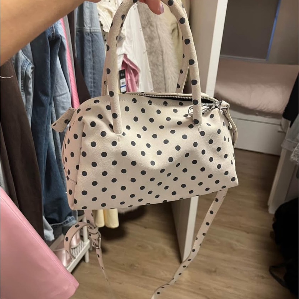 Zara Cream and Black Polka Dot Mini Bag